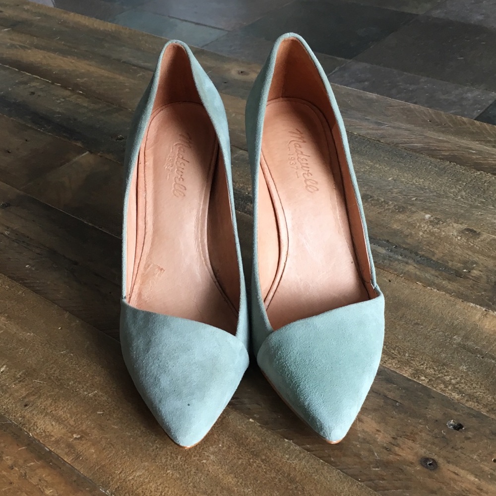 Madewell Mira Suede Heels - Willow Green - Sz 9 - Picture 4 of 5